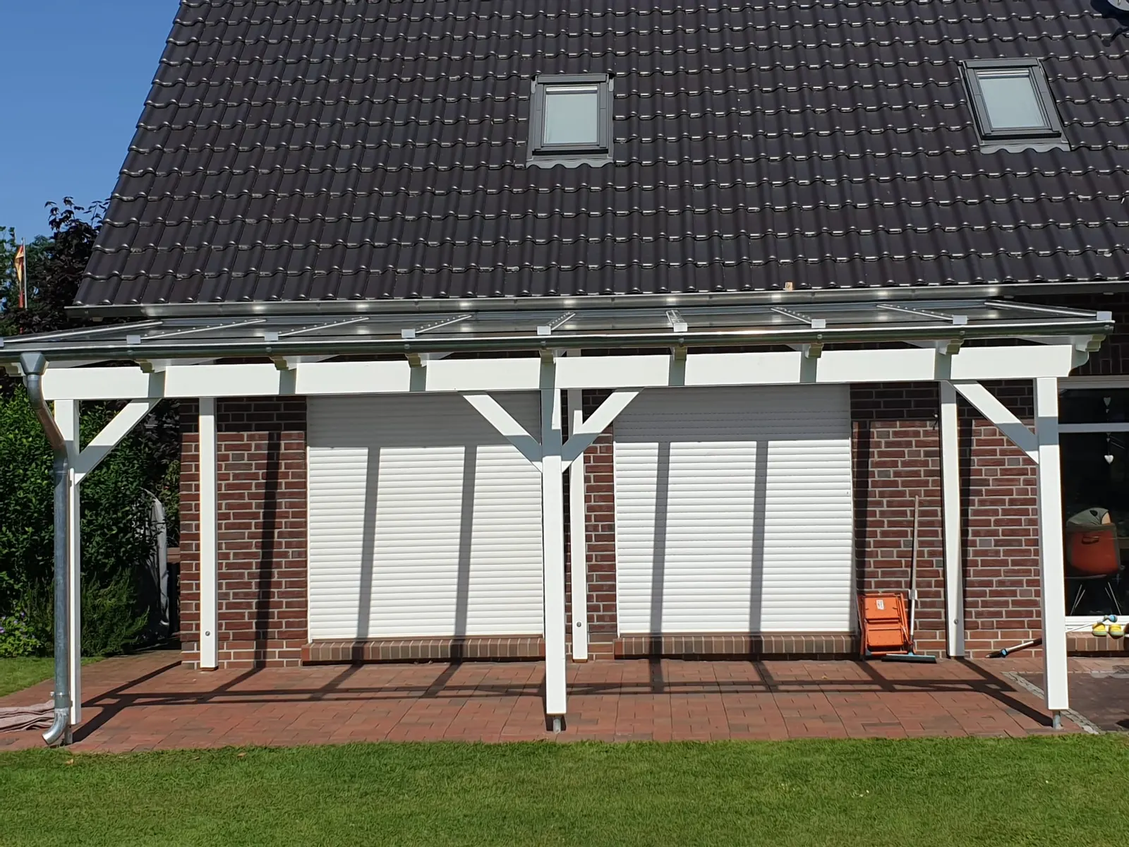 Terrassen&uuml;berdachung &ndash; Wei&szlig; &ndash; Ansicht 1